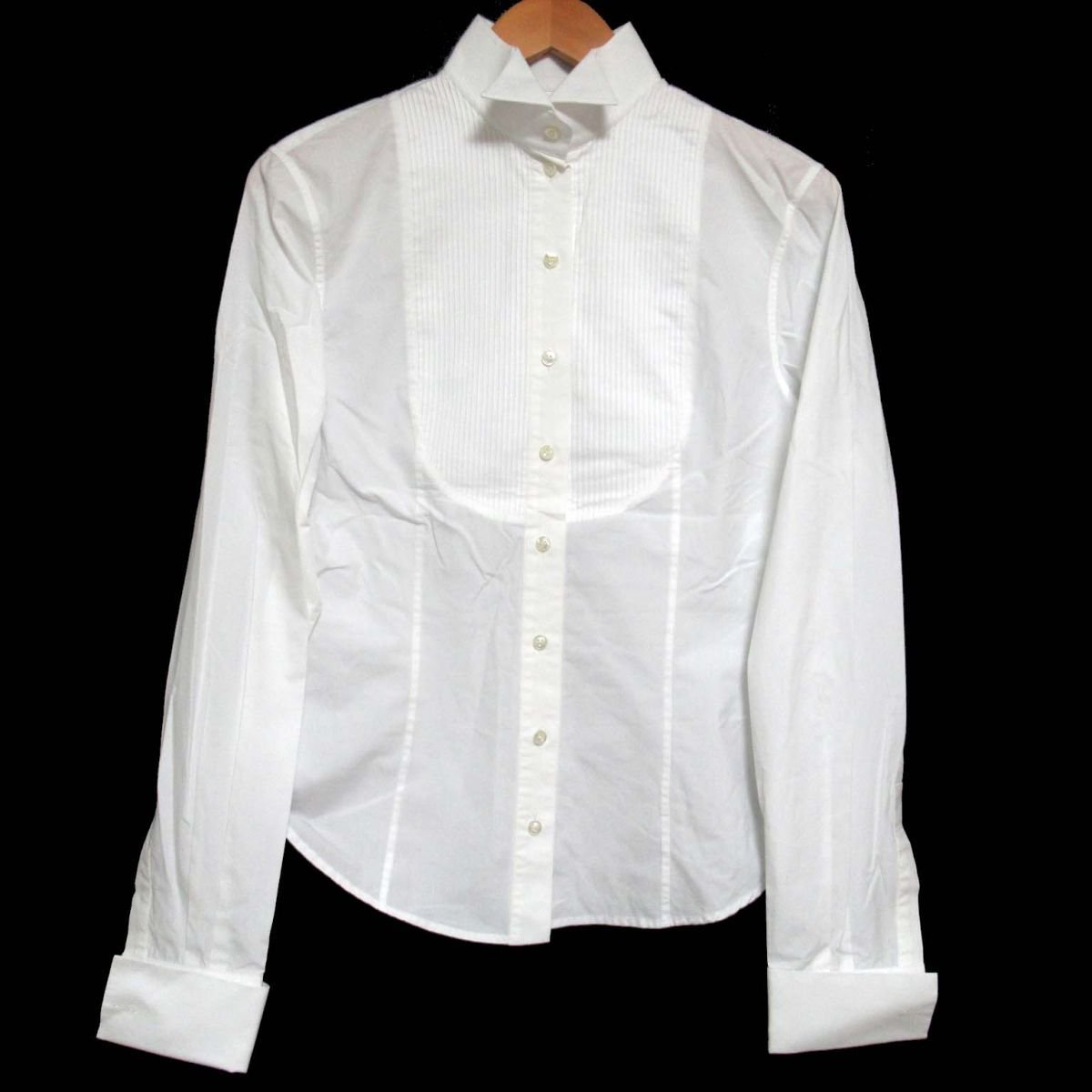美品 クリーニング済 08SS Dior クリスチャンディオール ガリアーノ期 長袖 プリーツ ドレスシャツ カフスシャツ F38サイズ ホワイト C0603_画像1