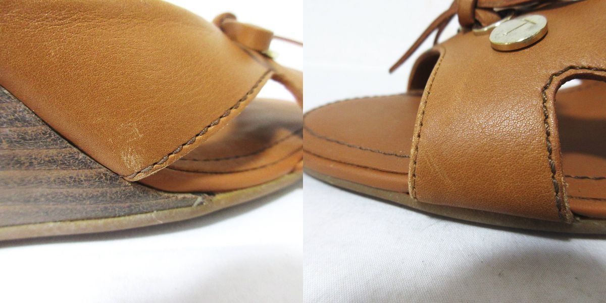 正規代理店 レザー トッズ TOD'S 美品 リボン ブラウン 約24cm サイズ