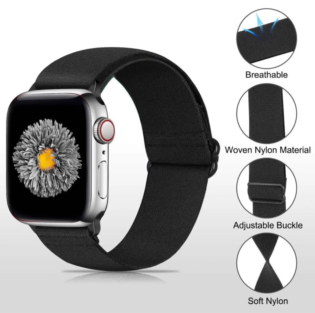 Apple watch バンド 41mm 40mm 38mm 交換用 ナイロン製弾性バンド