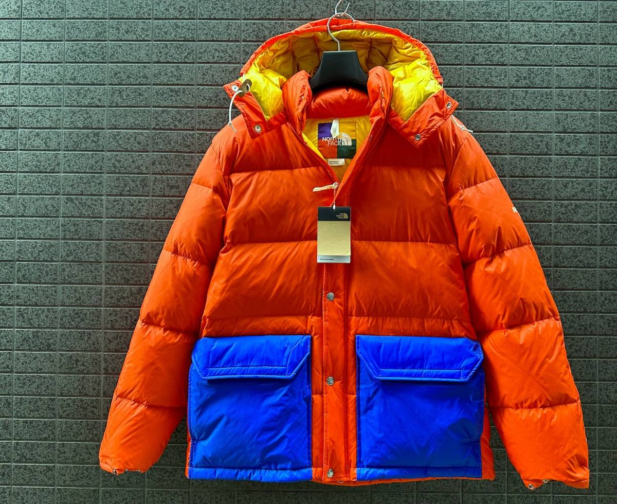 ◆モデル出品◆新品 XLサイズ ノースフェイス USAモデル カラーブロックシェラパーカー付グースダウンジャケット The North Face R.D.S認証