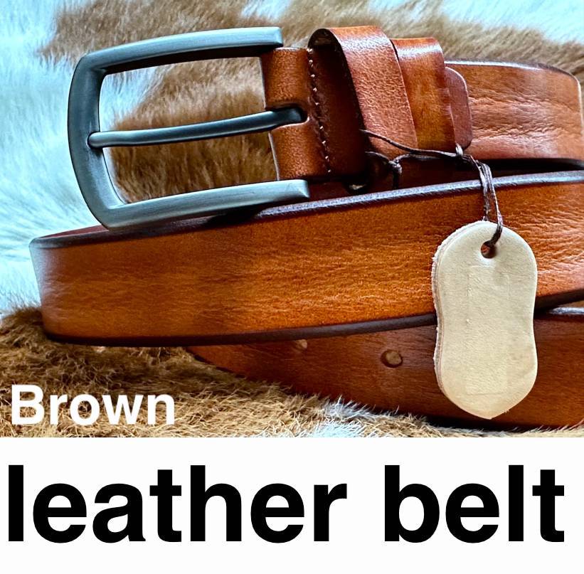 ◆モデル出品◆新品-brown- シワ加工肉厚レザーベルト ジャケットスタイル ワンランク上の上質本革 ブラウン ※選べる8800円ベルトNo.878