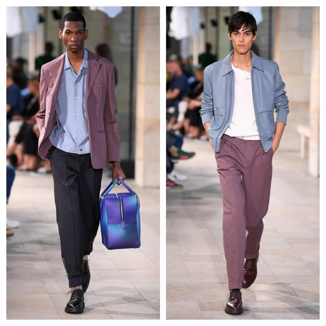 HERMES 2019SS　エルメス　2019年　春夏　コレクション　ランウェイ　コットン　コットン　パイピング　テーラード　スーツ　セットアップ_画像2