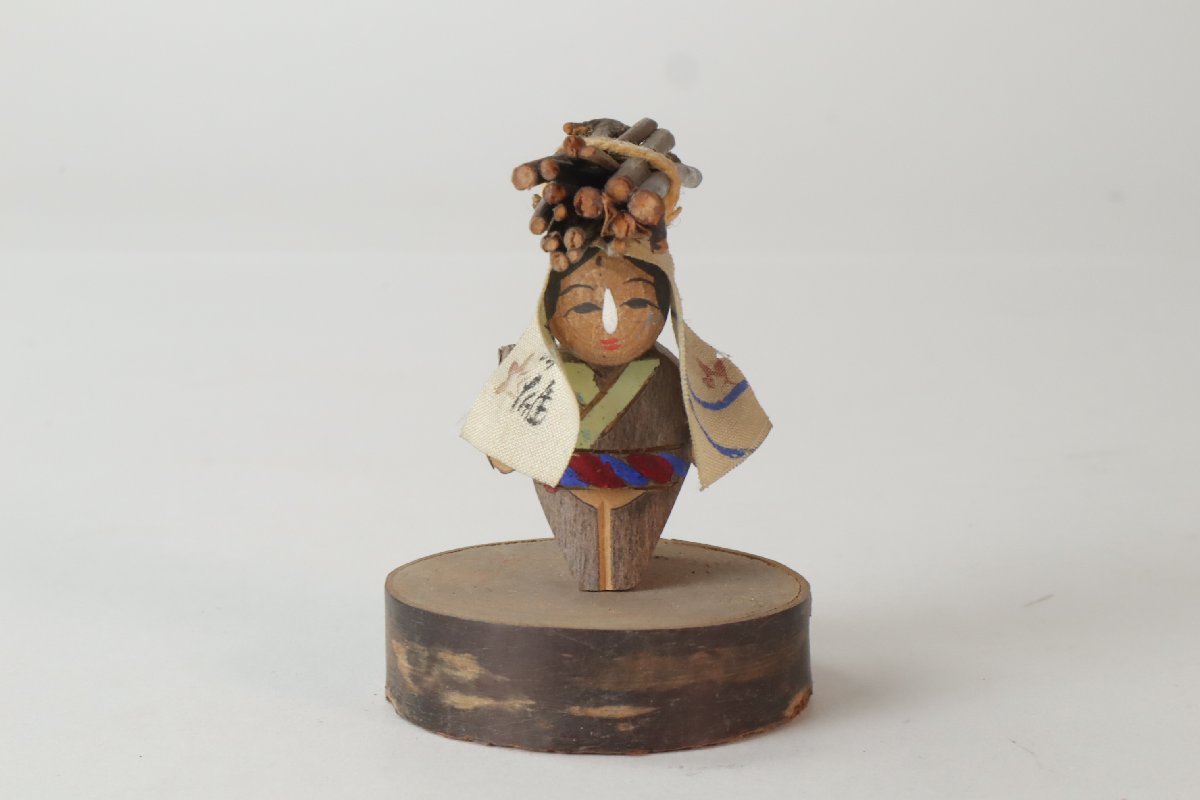戦前 彩色木彫人形 大原女 郷土玩具 農民美術 民芸 伝統工芸 風俗人形 置物