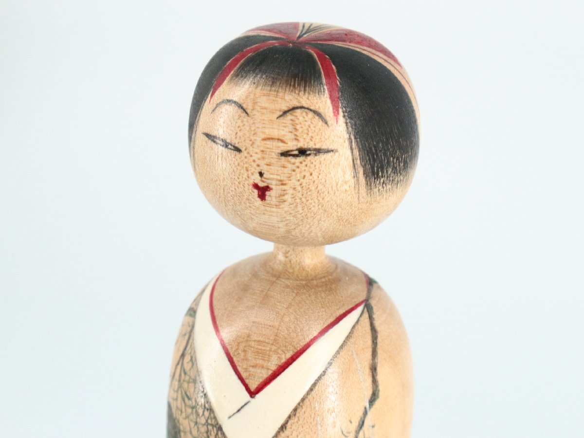 創作こけし 高野与八 作 「にわか雨」 共箱 近代こけし 木地玩具 置物
