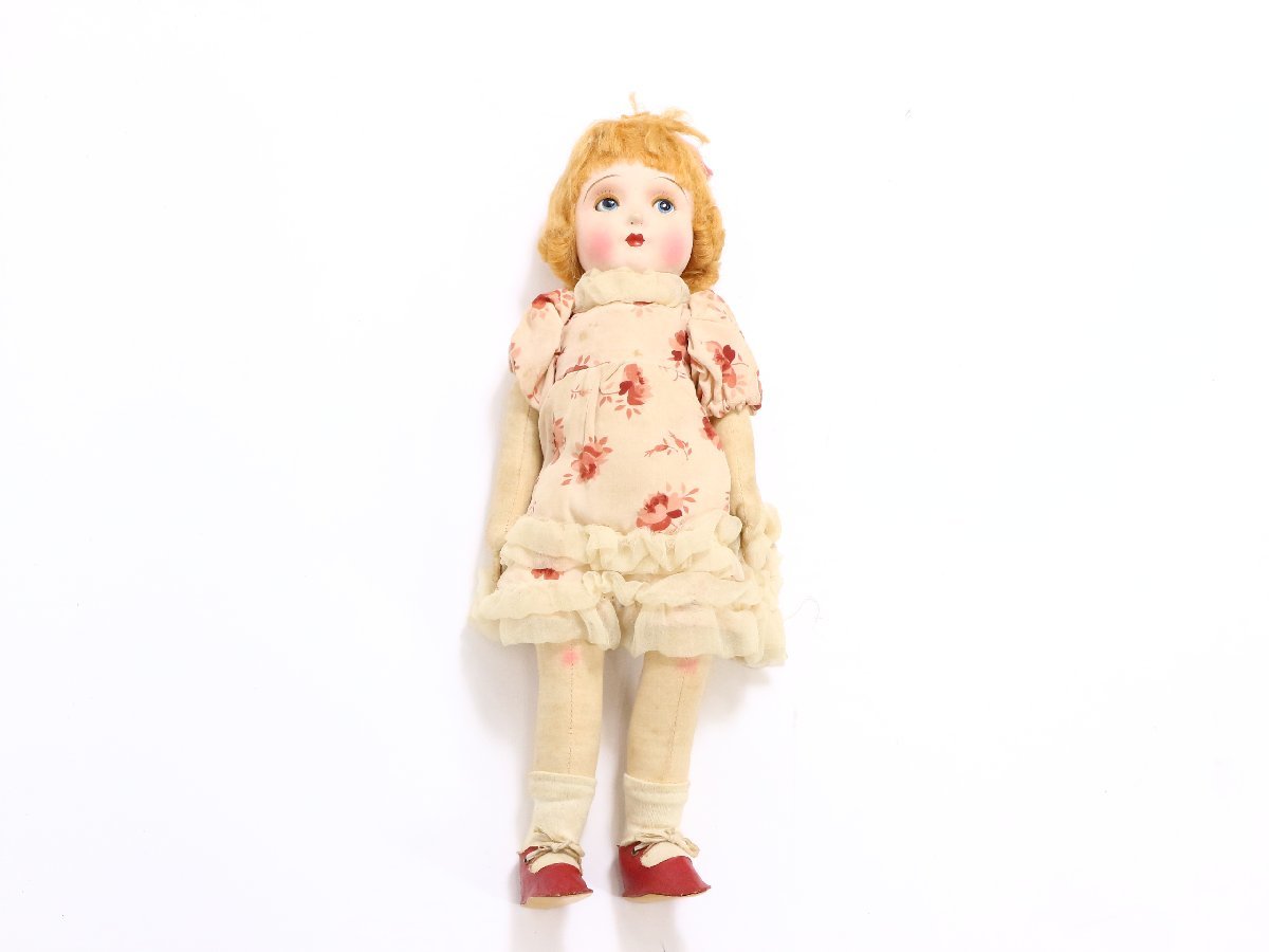 昭和レトロ 文化人形 金髪の少女 紙箱付 ぶらぶら人形 ヘロヘロ人形 抱き人形 アンティーク 自由文化