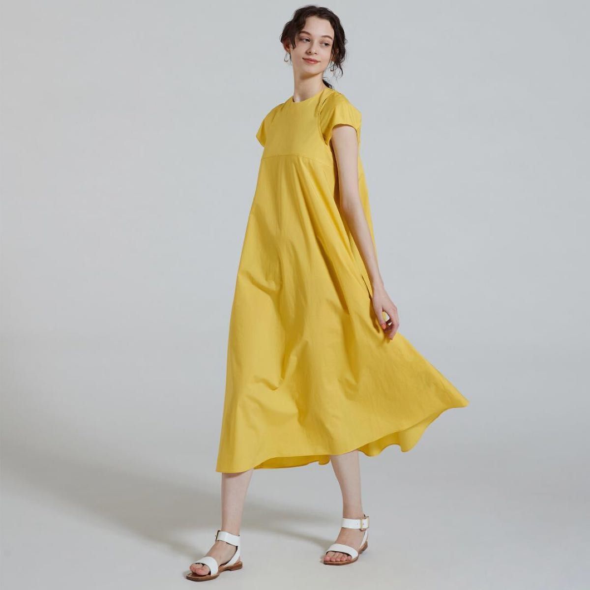 Yuriii Ballsey プロセスドコットンAラインワンピース34 Ballsey プロセスドコットン Aラインワンピース イエロー 34