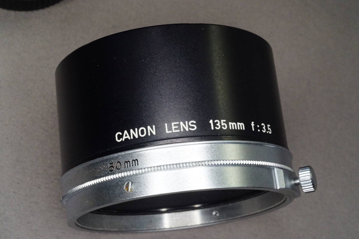 Canon 135mm F3.5 ライカLマウント 純正フード、フロントキャップ付き