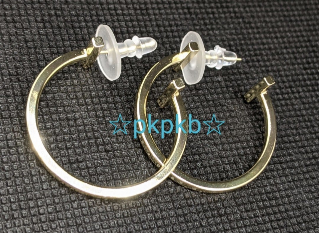 * new goods unused * k18 coating hoop earrings simple initial T pair present Event 