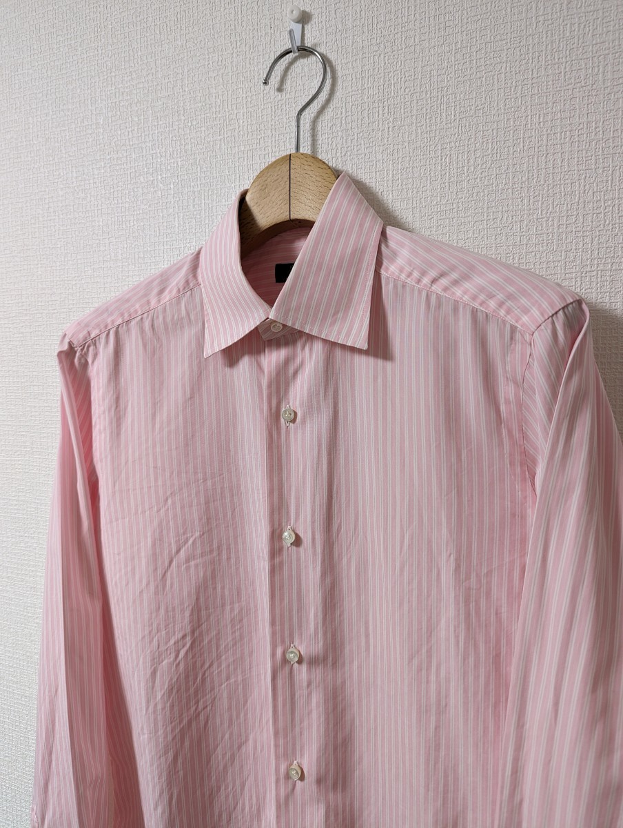 入荷中 美品 BARBA バルバ シャツ ドレスシャツ 38 ピンク×白
