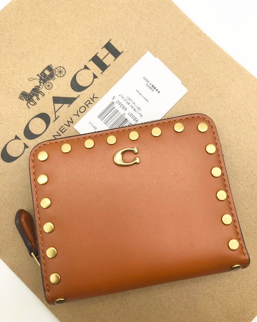 COACH 新品】ビルフォールド ウォレット・リベット オレンジ 新作