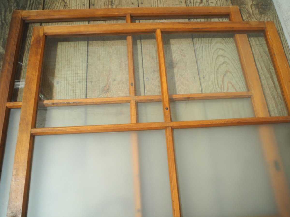 taL0198*[H122,5cm×W89cm]×2 листов * античный * тест ... есть старый дерево рамка-оправа стекло дверь * двери раздвижная дверь рама старый дом в японском стиле преобразование retro K внизу 
