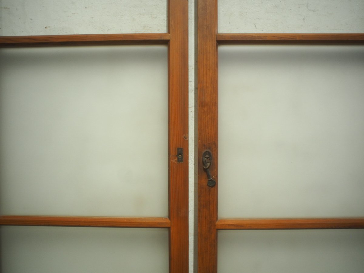 taL0198*[H122,5cm×W89cm]×2 листов * античный * тест ... есть старый дерево рамка-оправа стекло дверь * двери раздвижная дверь рама старый дом в японском стиле преобразование retro K внизу 
