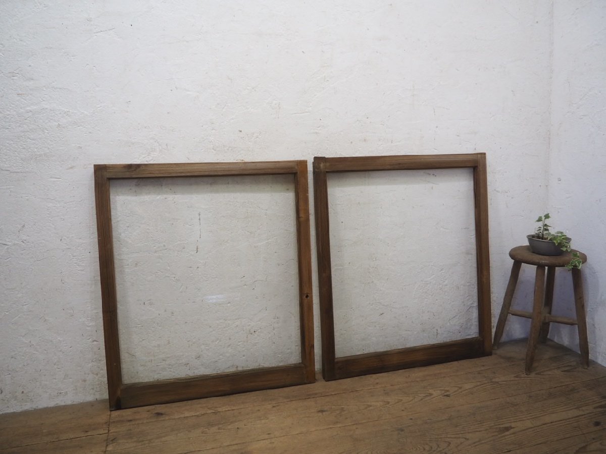 taK0677*(2)[H80cm×W70cm]×2 sheets * retro taste ... old tree frame glass door * fittings sliding door sash Akira . taking . old Japanese-style house Cafe Vintage K under 