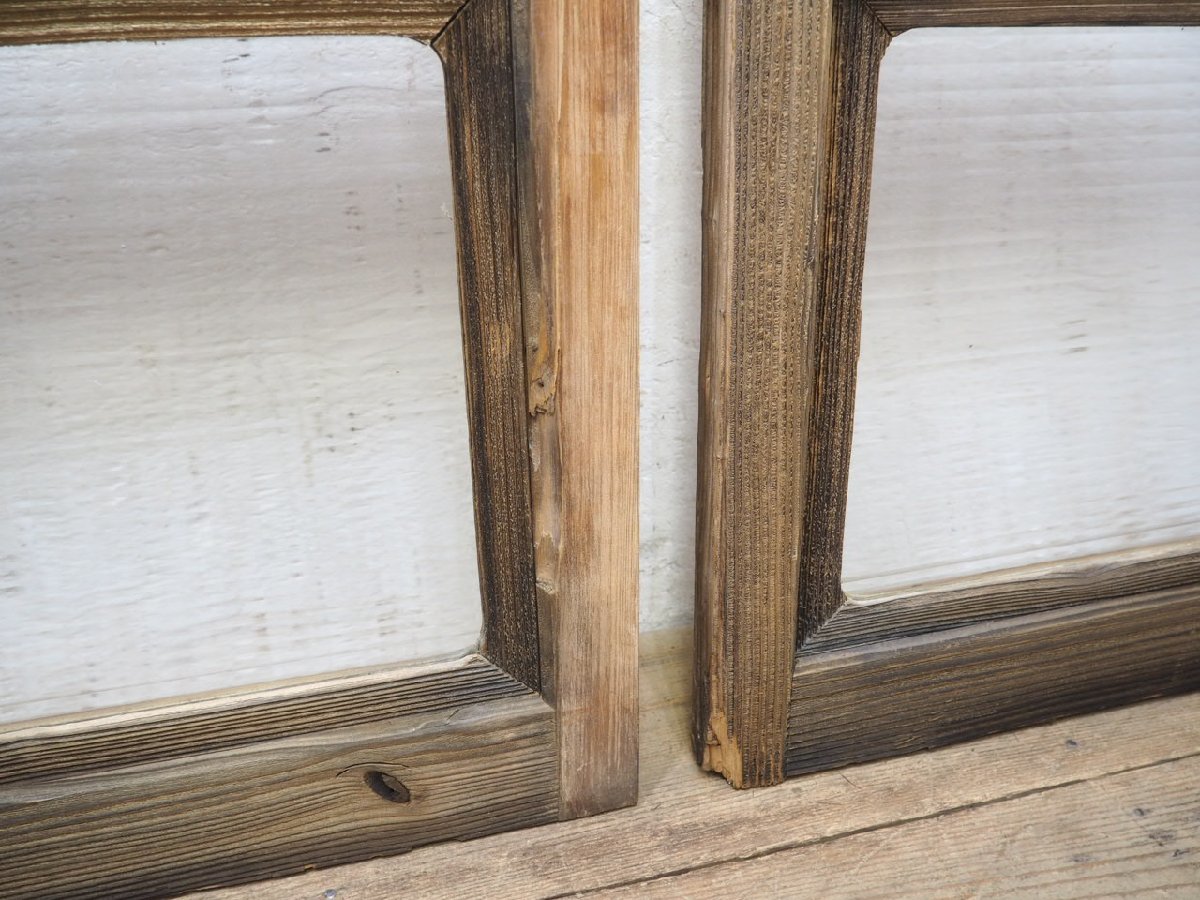 taL0124*(4)[H188cm×W93cm]*×2 sheets * antique * pretty molding glass entering. large tree frame glass door * old fittings sliding door sash retro L pine 
