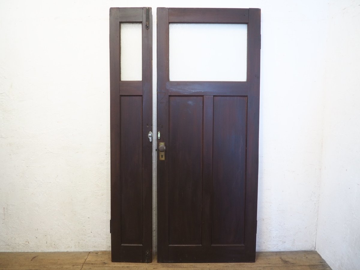 taL0522* в целом [H181,5cm×W102cm]* античный * латунь. ручка двери имеется * симпатичный краска. большой из дерева родители . дверь * старый двери стекло дверь retro M внизу 
