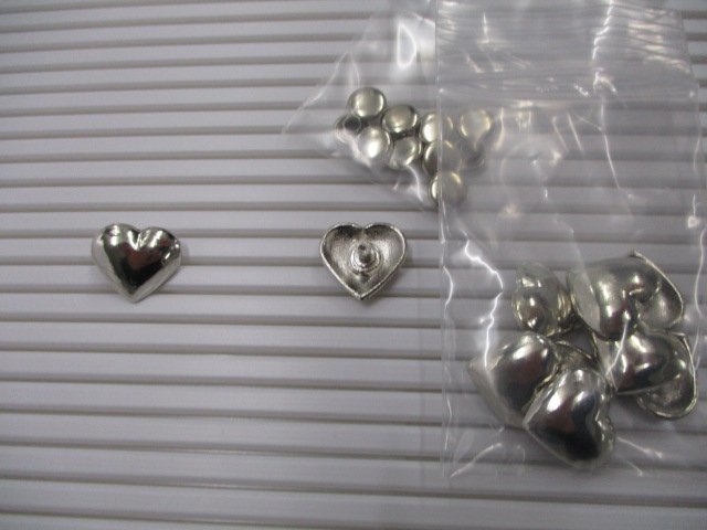  leather craft design calking Heart Rav silver 15×17mm 10 piece set original hand made sub-materials photograph details reference DEK-51~55