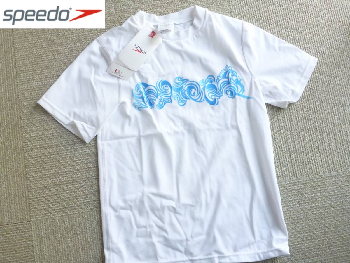  new goods Speed [speedo]* white white Rush Guard short sleeves 150 UV