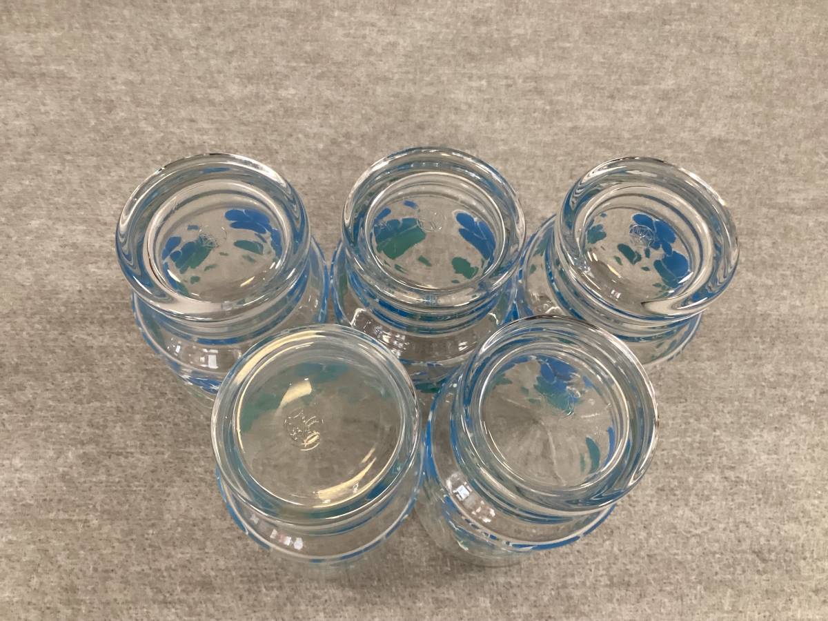 <A-145> Showa Retro Sasaki glass floral print tumbler 5 point set ( morning face pattern?) > glass glass tableware kitchen miscellaneous goods glass kitchen supplies 