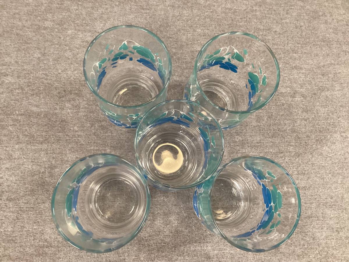 <A-145> Showa Retro Sasaki glass floral print tumbler 5 point set ( morning face pattern?) > glass glass tableware kitchen miscellaneous goods glass kitchen supplies 