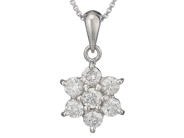 ダイヤモンド/0.50ct フラワーデザイン ネックレス Pt900トップ Pt850