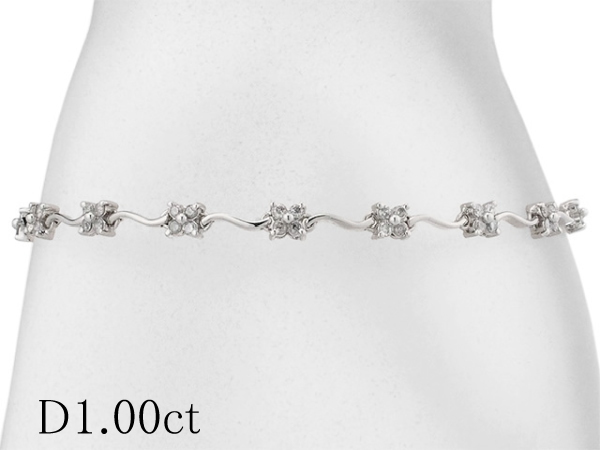 一流の品質 ダイヤモンド/1.00ct K18WG ブレスレット デザイン