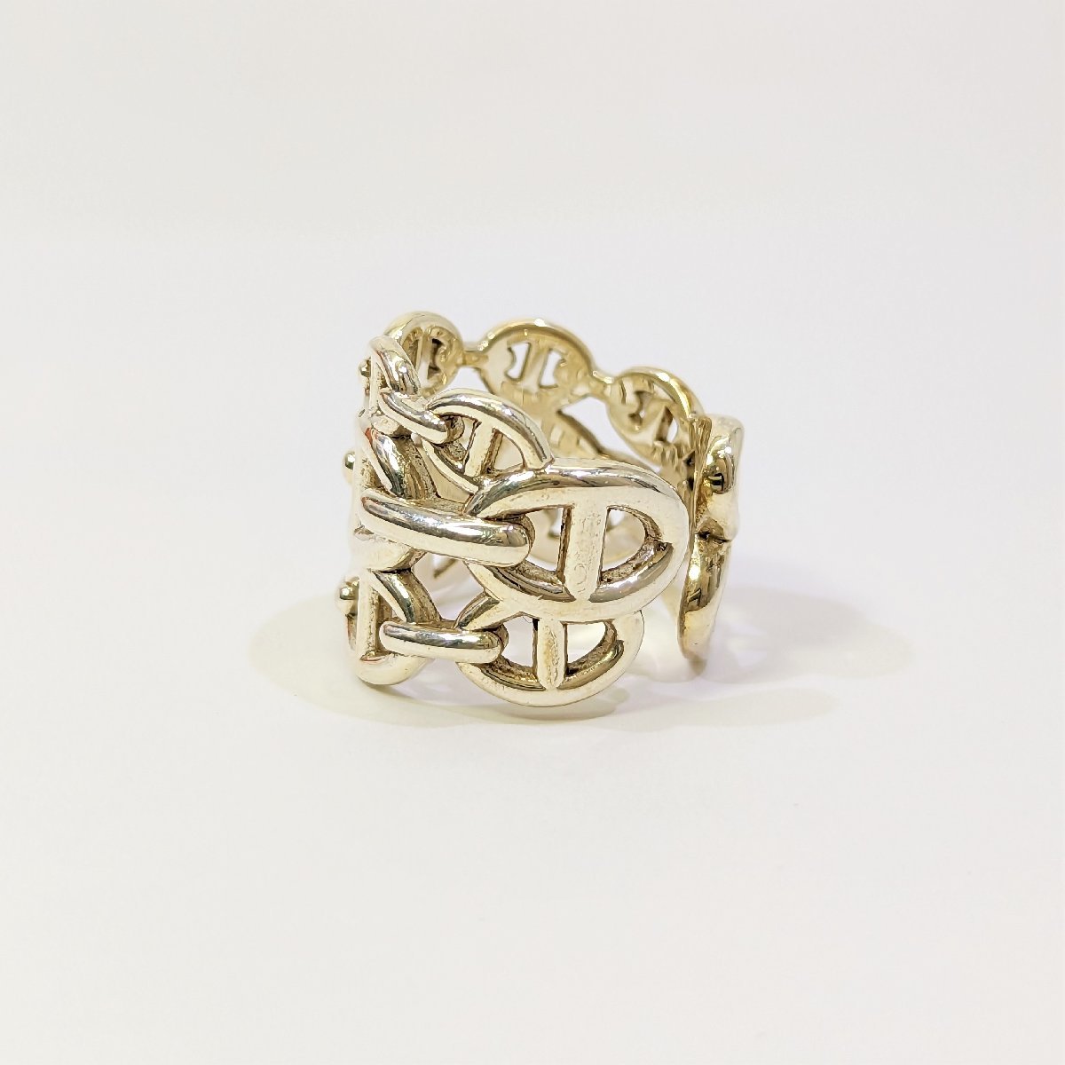  Hermes HERMESshe-n Dunk ru Anne sheneGM серебряное кольцо #56 Япония размер примерно 16 номер 3 полосный дизайн Ag925 sterling серебряный кольцо 