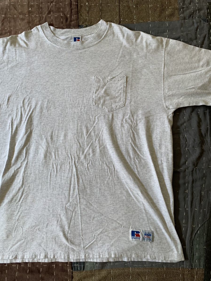 90s XL Russell vintage ポケT USA製 アメリカ製 ポケット Tシャツ ビンテージ アメリカ製 無地 ブランク