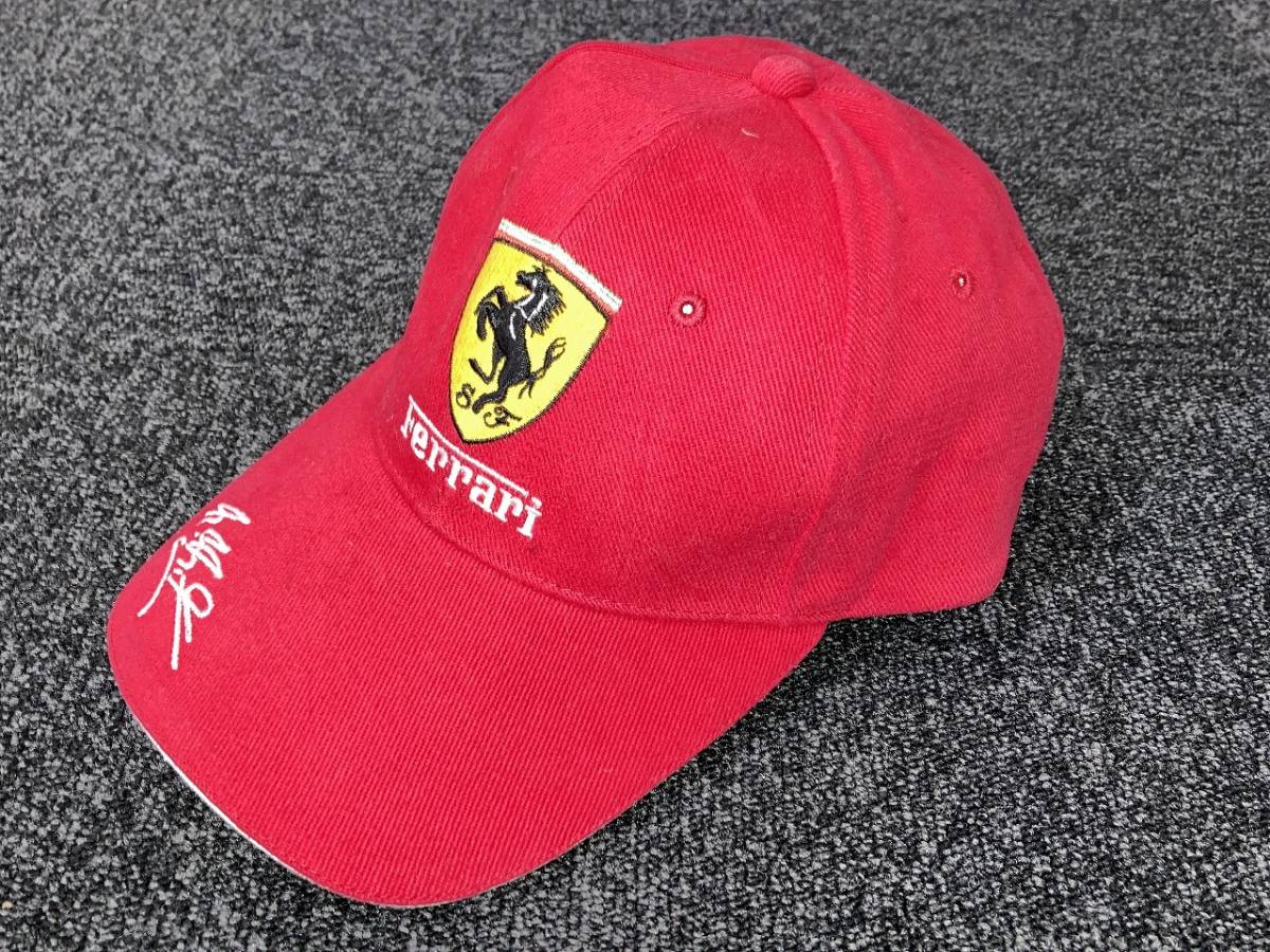 ☆希少デザイン☆正規品 Ferrari フェラーリ 帽子 レーシングキャップ レッドカラー_画像1
