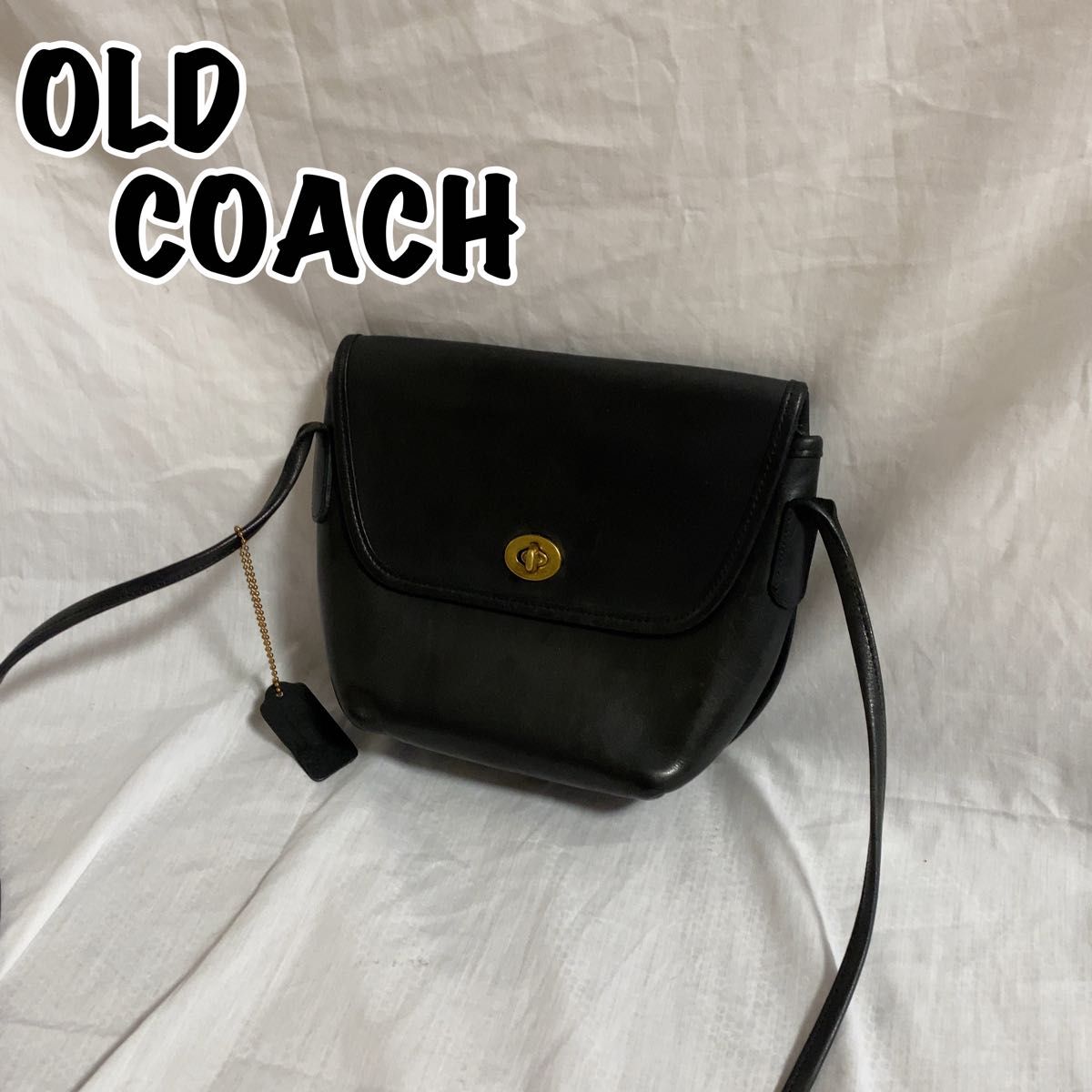 OLD COACH ショルダーバッグ チャーム ターンロック レザー ブラック-