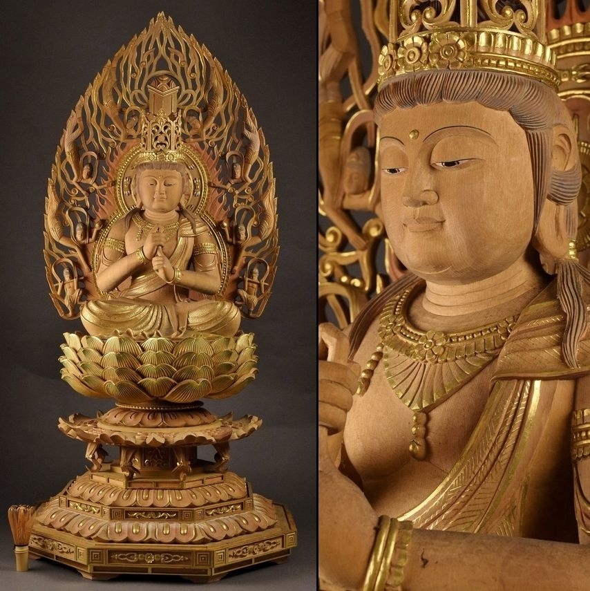 仏教美術 木造 木彫 金彩 大日如来像 細密 仏像 古美術 仏教 | sdyth.gr