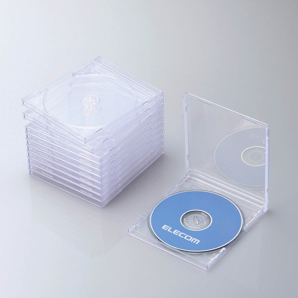 Blu-ray/DVD/CDケース 1枚収納×10PACK インデックスカードだけでなく背ラベルも収納できる厚さ10.4mmの標準タイプ: CCD-JSCN10CR_画像2