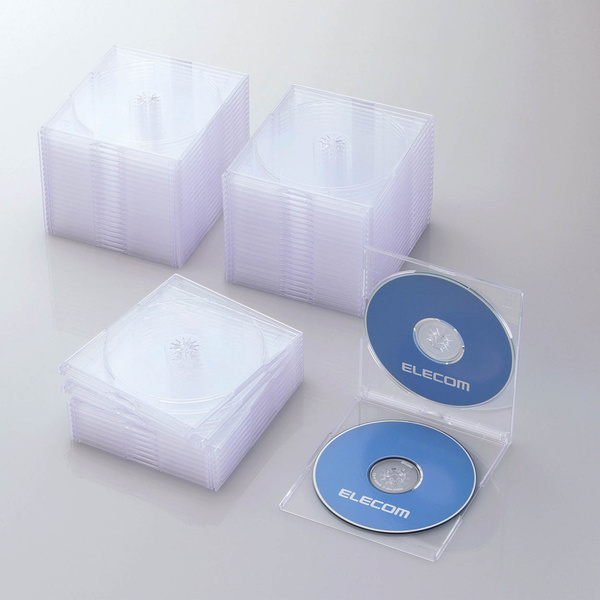 Blu-ray/DVD/CDケース 2枚収納×50PACK コンパクトに収納できる厚さ約5mmのスリムタイプ: CCD-JSCSW50CR_画像2