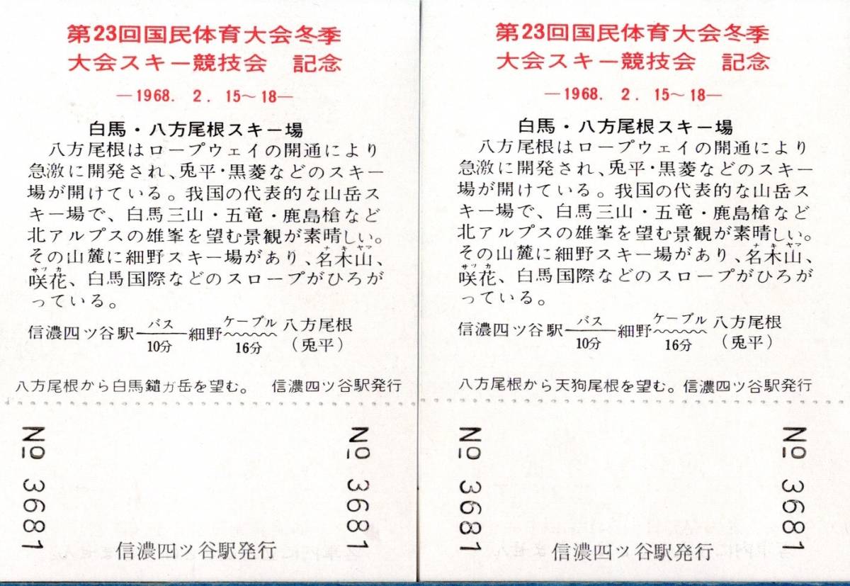 観光入場券　第23回国民体育大会冬季大会スキー競技会記念　1968年2月15日～18日　長野鉄道管理局　信濃四ツ谷駅普通入場券20円5枚_画像6