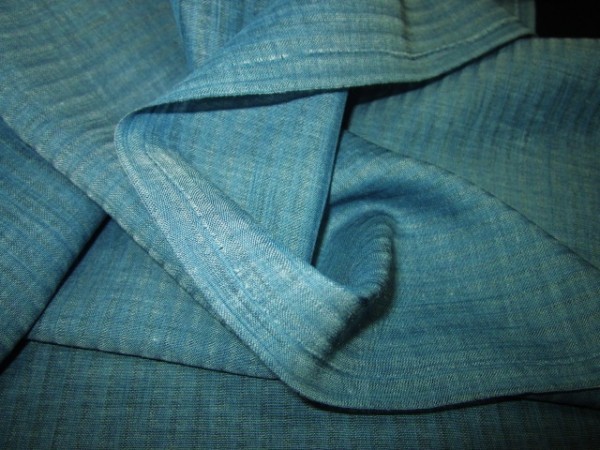 [ capital ...] Toray . bamboo summer thing length . long kimono-like garment flap light Indigo ( sax blue ) change sleeve for 2.2m①