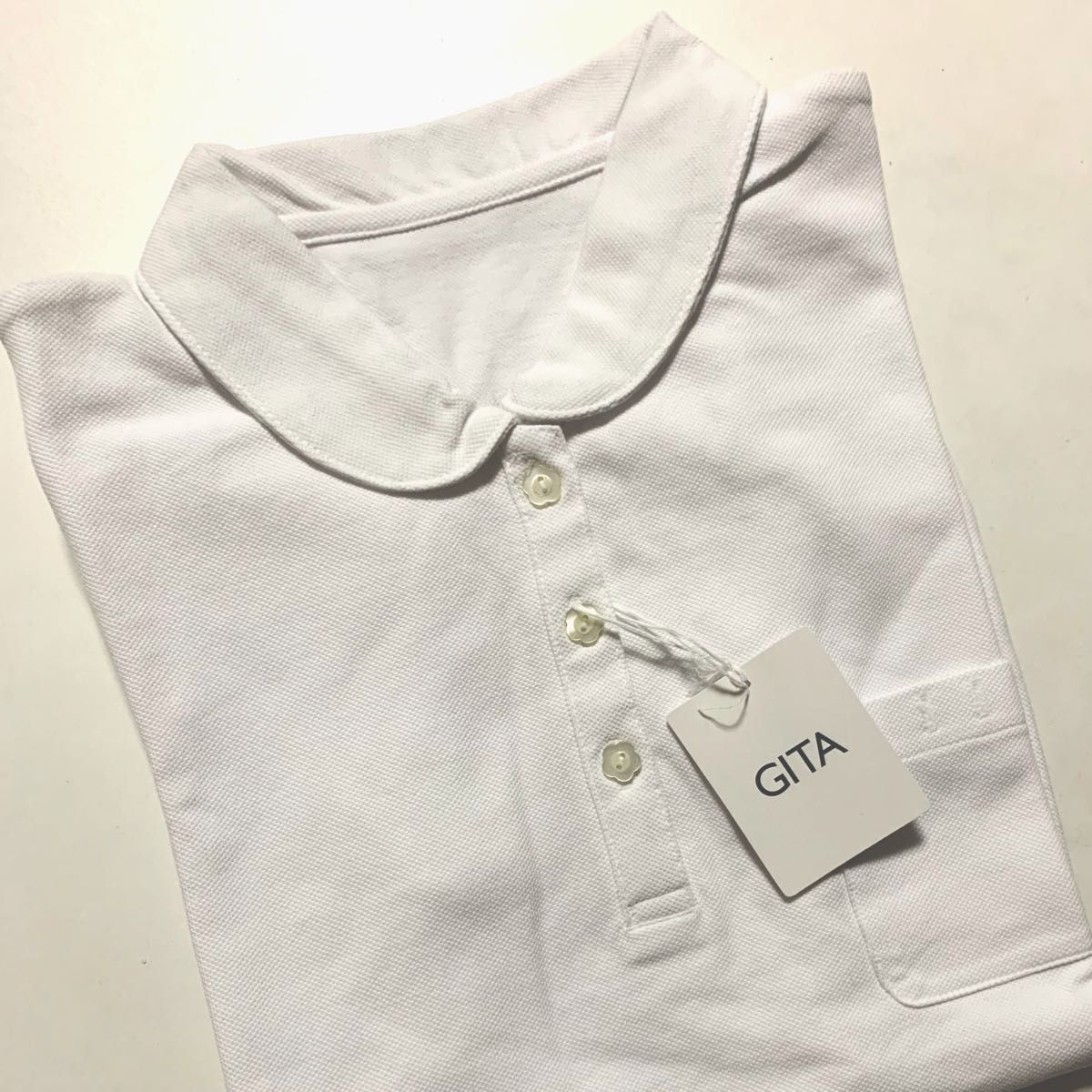 【ベルメゾン 】GITA 丸襟 半袖 ポロシャツ 160cm 綿100% 新品　スクールポロシャツ