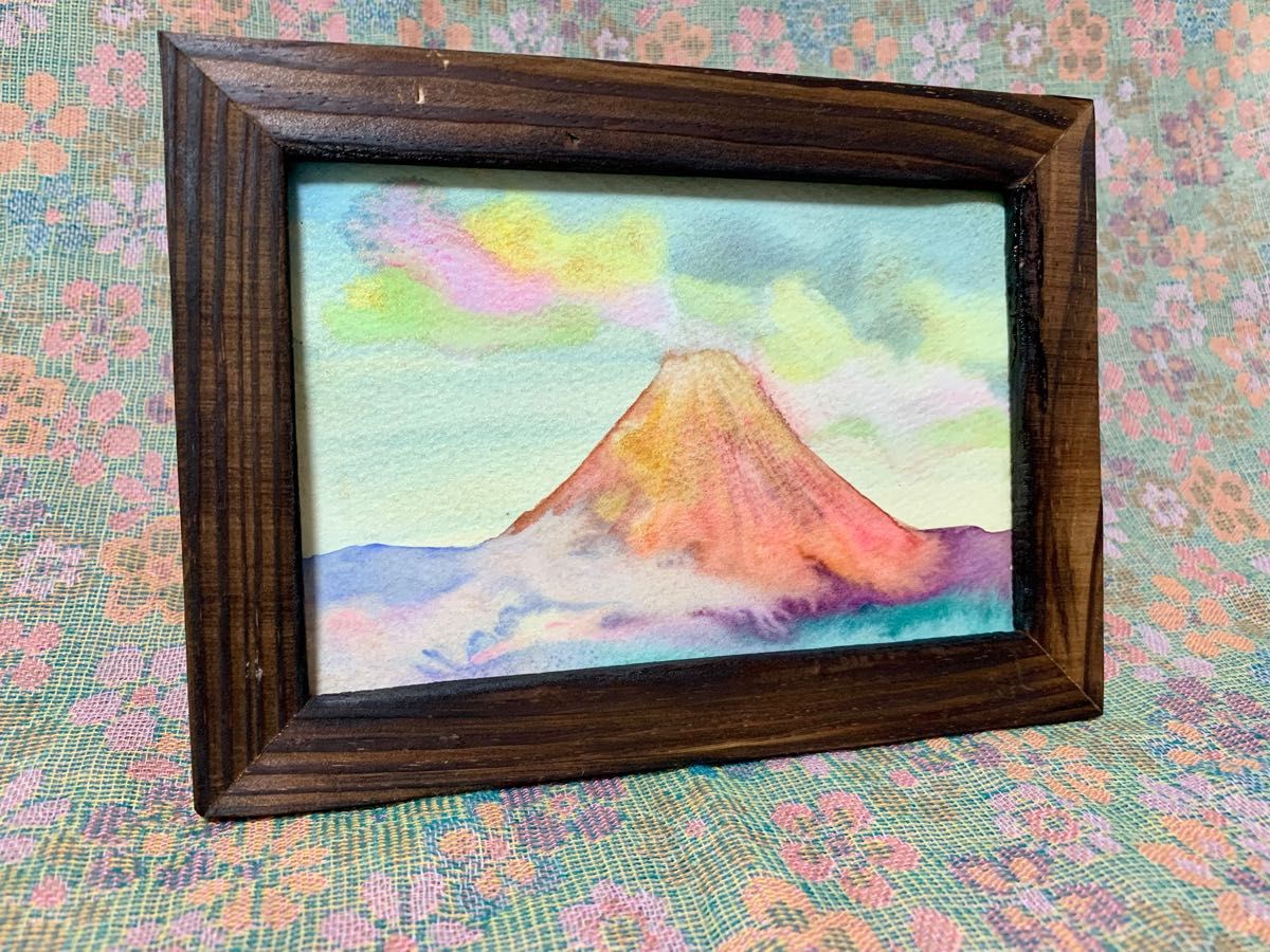 開運絵画　開運グッズ　金運絵画　金運上昇　赤富士　富士山　風水　風水絵画　ポストカード　龍　龍雲　龍神様　白龍　水彩画　原画