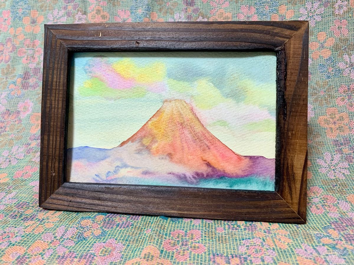 開運絵画　開運グッズ　金運絵画　金運上昇　赤富士　富士山　風水　風水絵画　ポストカード　龍　龍雲　龍神様　白龍　水彩画　原画