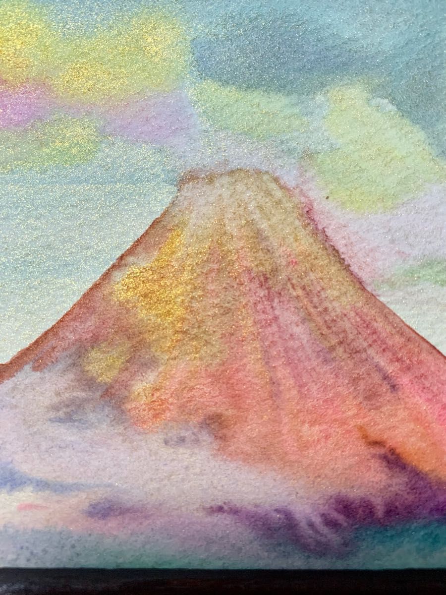 開運絵画　開運グッズ　金運絵画　金運上昇　赤富士　富士山　風水　風水絵画　ポストカード　龍　龍雲　龍神様　白龍　水彩画　原画