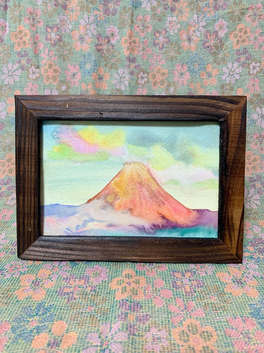 開運絵画　開運グッズ　金運絵画　金運上昇　赤富士　富士山　風水　風水絵画　ポストカード　龍　龍雲　龍神様　白龍　水彩画　原画