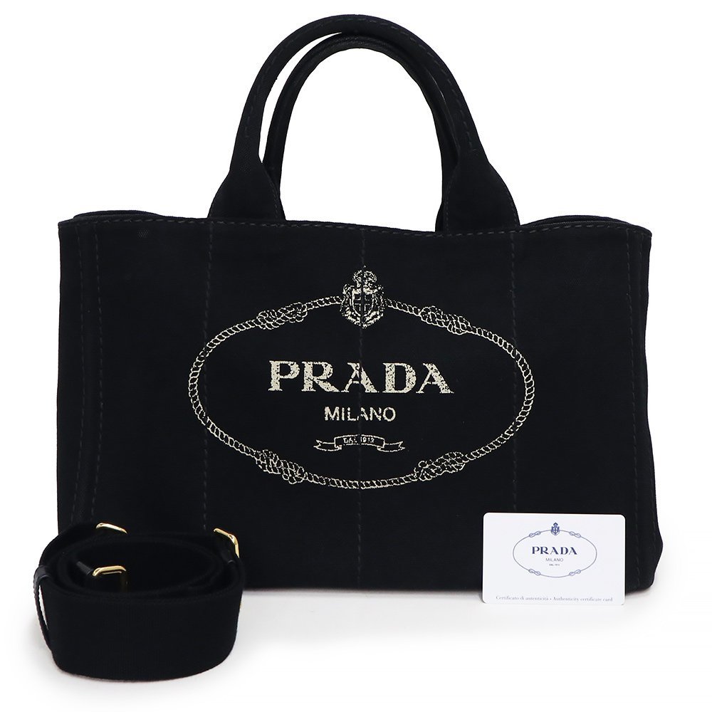 最高の品質の PRADA （中古）プラダ カナパ 1BG642 黒 ブラック ネロ