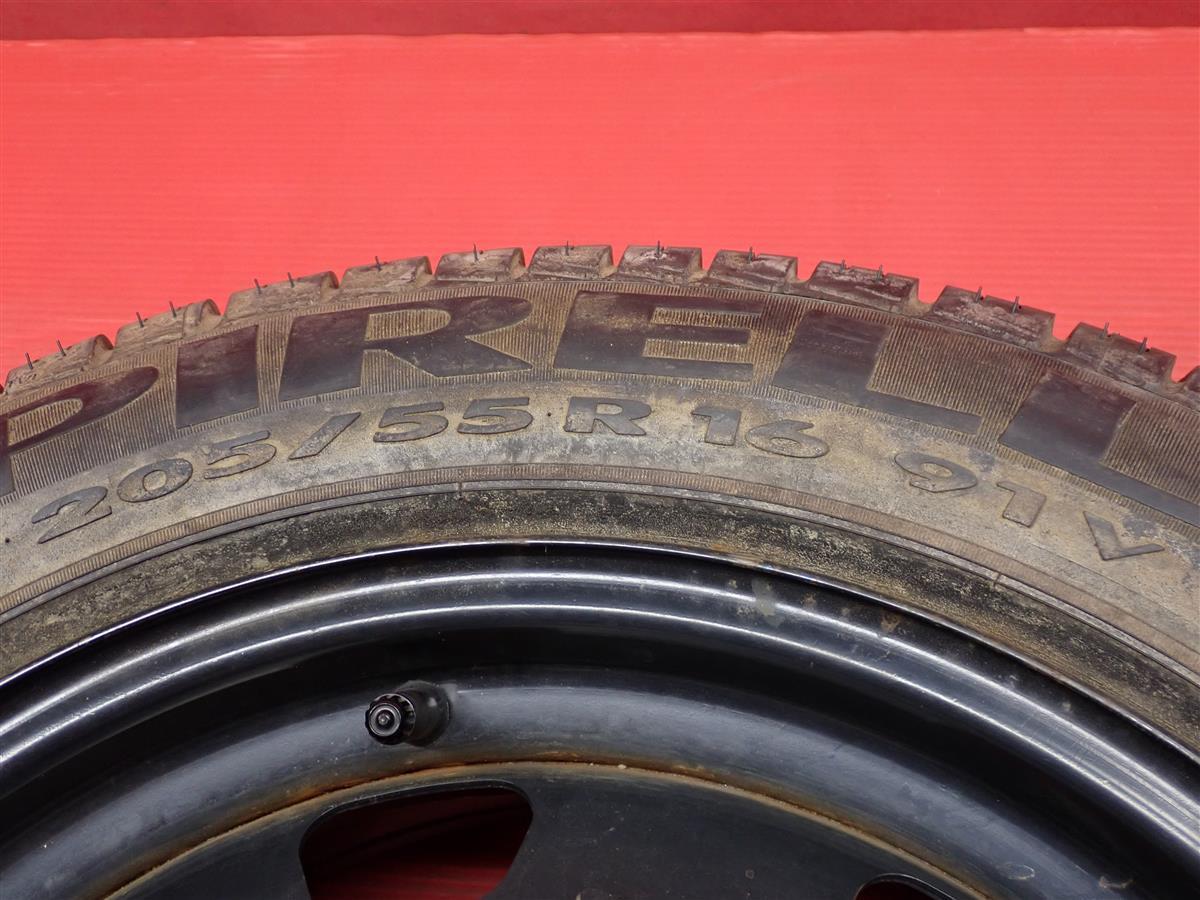 【 激安 中古 単品1本 】 プジョー 307 純正 スペア用 スチールホイール 鉄ホイール + ピレリ P7 205/55R16 91V 10分山 tw16_画像10