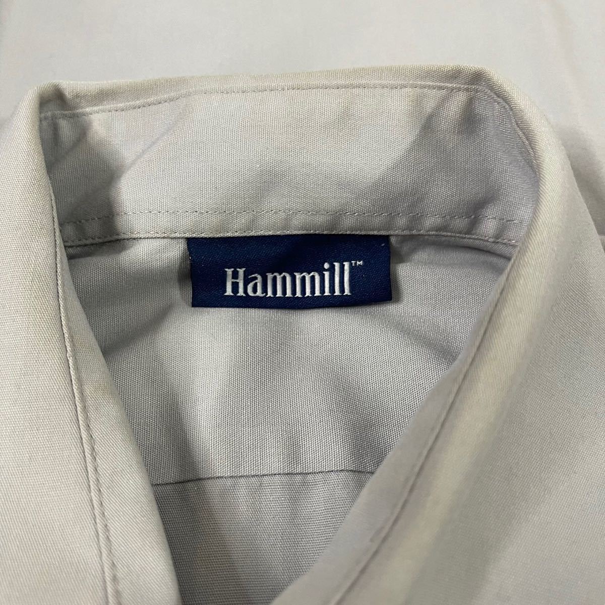 90's Hammill ハミル メンズ ヴィンテージ 半袖 ワークシャツ SECURITAS ロゴ刺繍 グレー M 古着 #TB0510_画像6