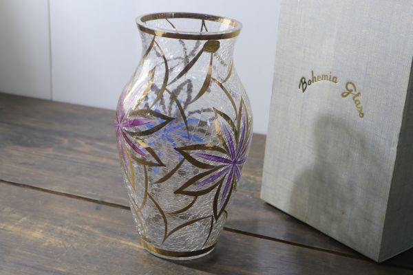 BOHEMIA ボヘミアグラス フラワーベース ガラス製 高さ23㎝ 花瓶 花器