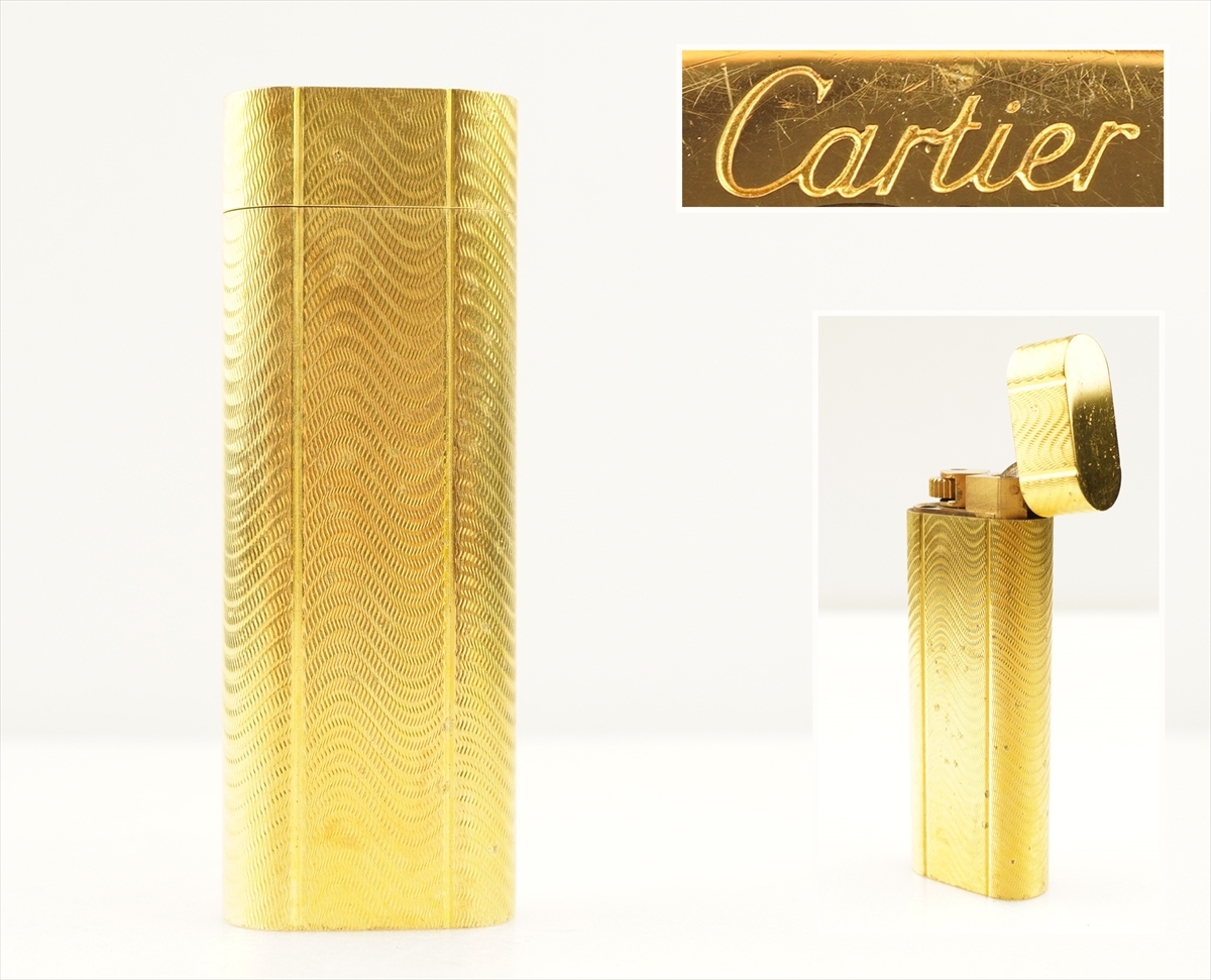 千寿】Cartier カルティエ ガスライター オバール ウェーブ ゴールド