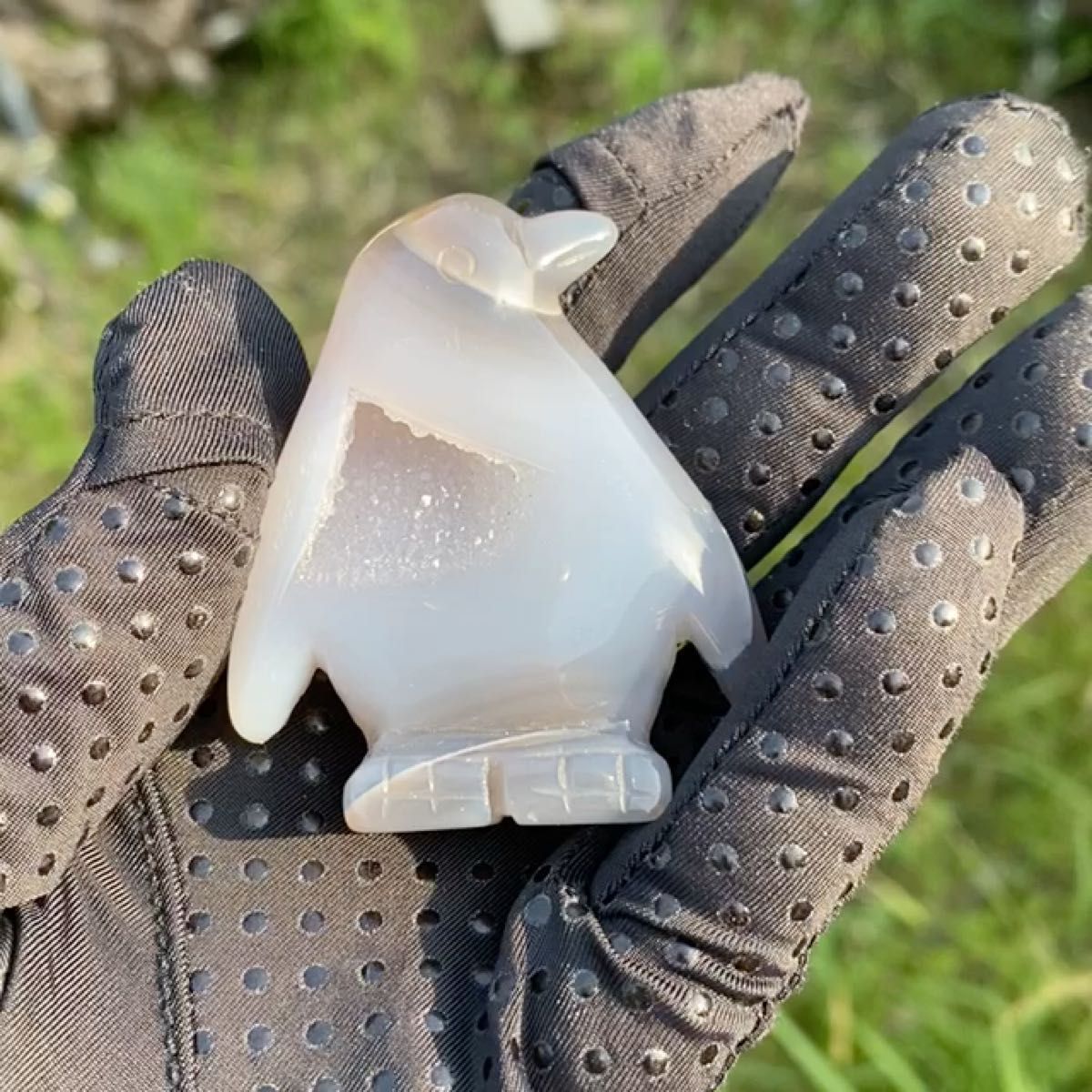 ジオードつき ペンギン 瑪瑙 【値下げ】3300→3000 台座つき(500円)