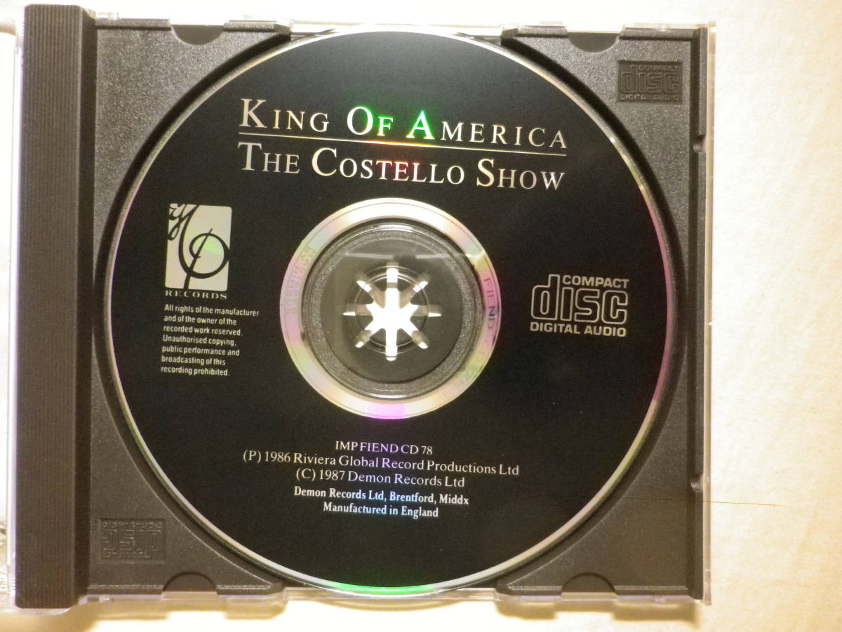 『The Costello Show/King Of America(1986)』(FIEND CD 78,廃盤,国内盤帯付,歌詞対訳付,Jim Keltner,Jerry Scheff,Mitchell Froom)_画像3