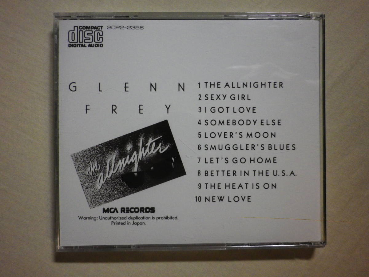 『Glenn Frey/The Allnighter(1984)』(1988年発売,20P2-2356,2nd,廃盤,国内盤,歌詞付,Sexy Girl,Smuggler’s Blues,The Heat Is On)_画像2