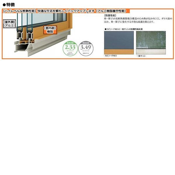 アルミ樹脂複合サッシ YKK エピソードNEO 通風ドア 横格子 W640 アルミ樹脂複合サッシ YKK エピソードNEO 通風ドア 横格子 W640