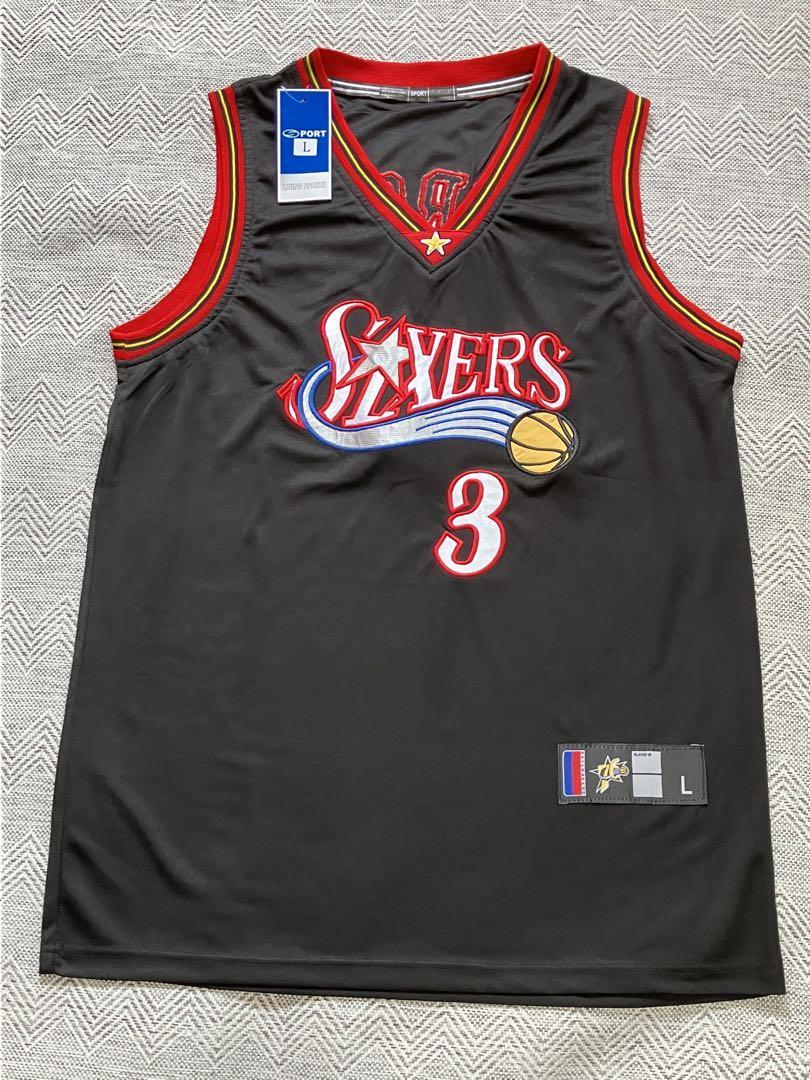 【上下セット】NBA SIXERS　IVERSON #3 アレン・アイバーソン76ers シクサーズ　ユニフォーム バスパン　ジャージ　刺繍　ショーツ　 L