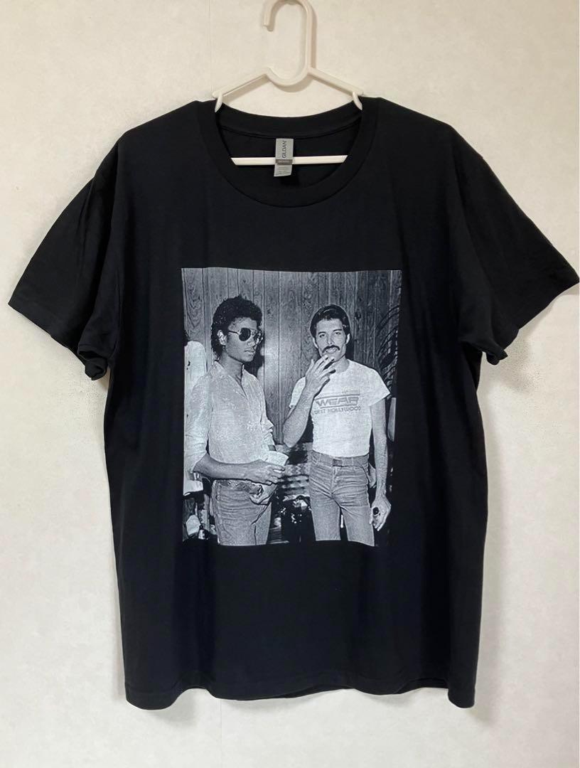 【未使用品】 マイケル・ジャクソン　＆　フレディ・マーキュリー 2ショット　フォト Tシャツ　美品 L クイーン　ＱUEEN